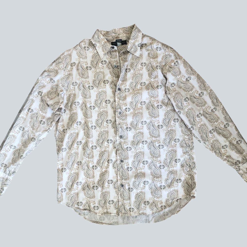 Banana Republic‎ Men's Button Front Paisley Business Casual Cotton Shirt Sz L - Picture 5 of 13